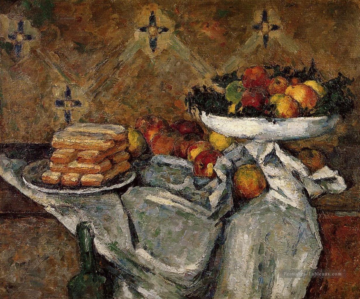 Compotier et assiette de biscuits Paul Cézanne Peintures à l'huile